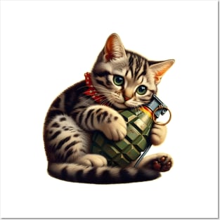 Cat and Grenade Posters and Art